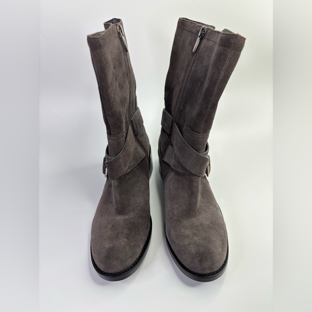 Wethima Suede Mid Calf Boots Vince Camuto Gray Zip Western Festival Fall 8.5 - Picture 3 of 11